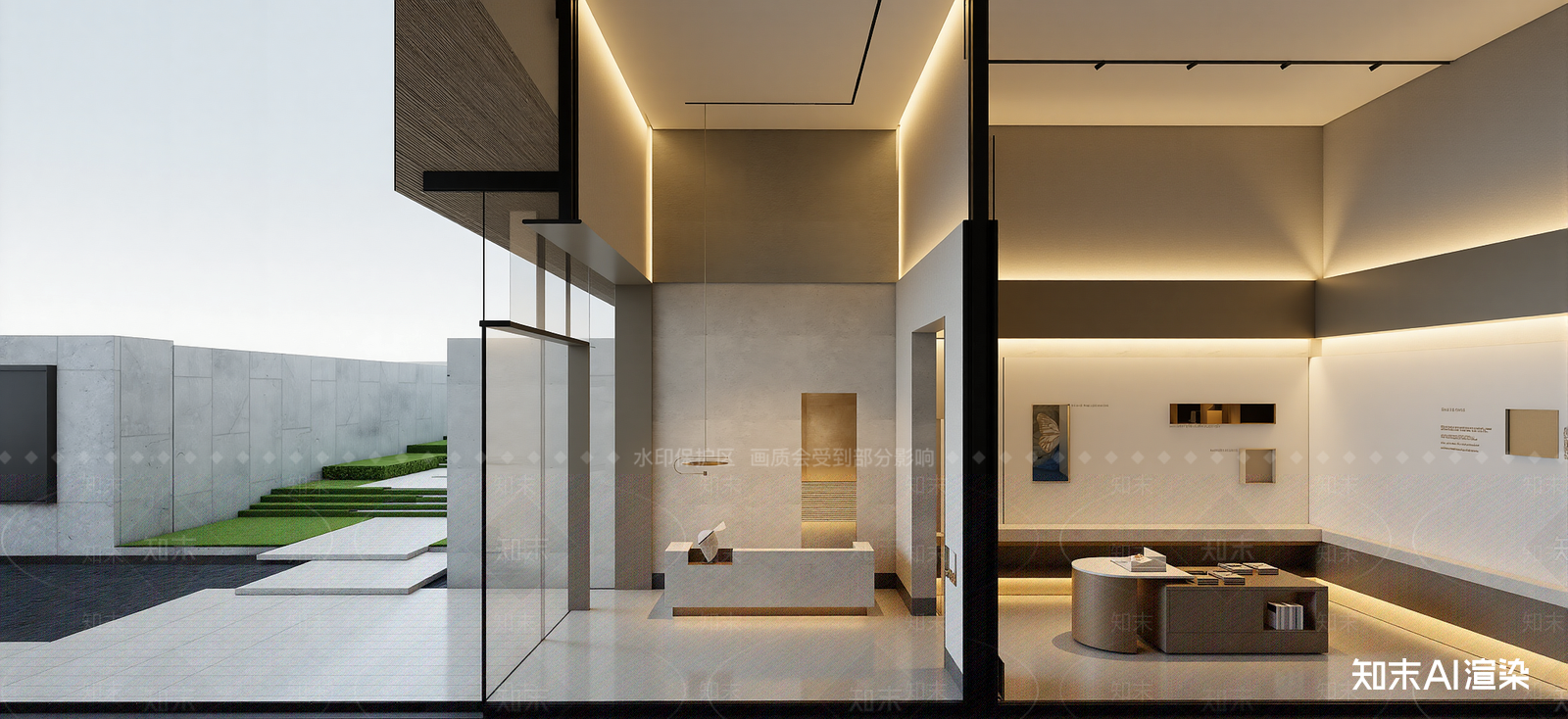 现代艺术展厅SU模型下载【ID:1222338007】
