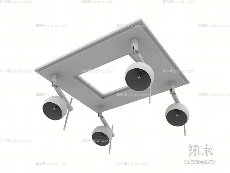 现代白模筒灯射灯3D模型下载【ID:60862767】
