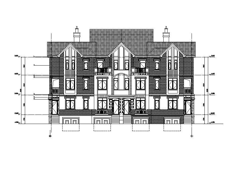 [四川]三层面砖外墙联排式别墅建筑施工图施工图下载【ID:149875136】