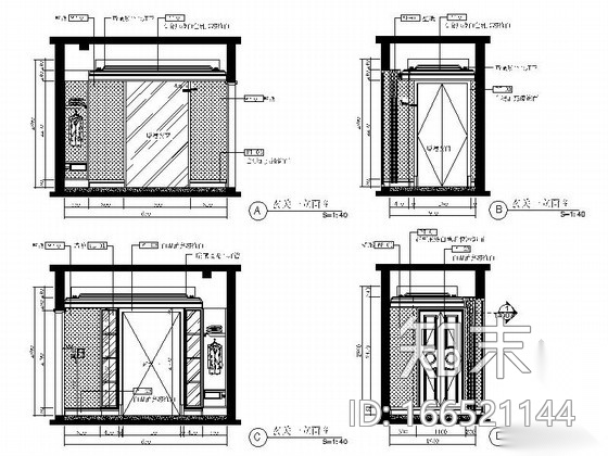[山东]高贵典雅清新风格别墅样板间室内装修施工图（含实...cad施工图下载【ID:166521144】