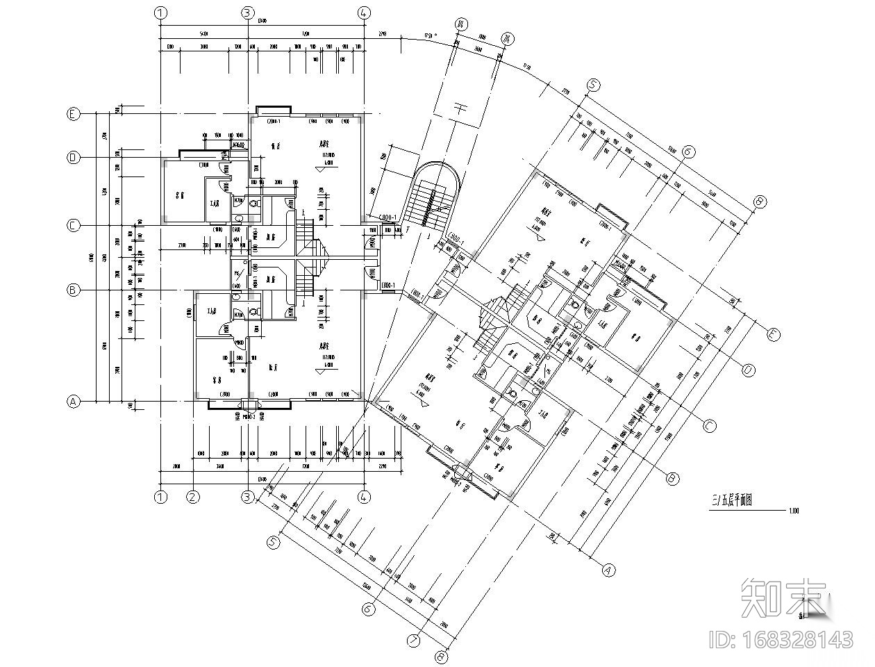 复式公寓建筑户型设计图施工图下载【ID:168328143】