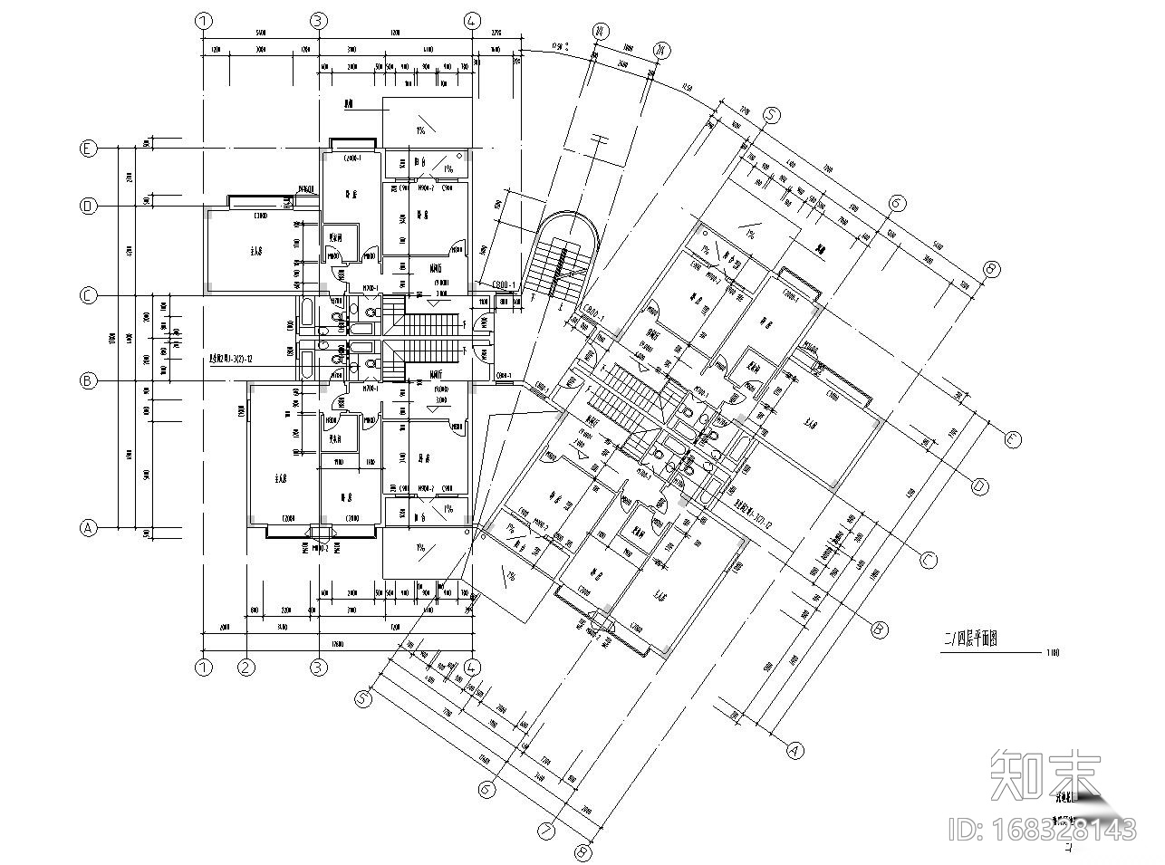 复式公寓建筑户型设计图施工图下载【ID:168328143】