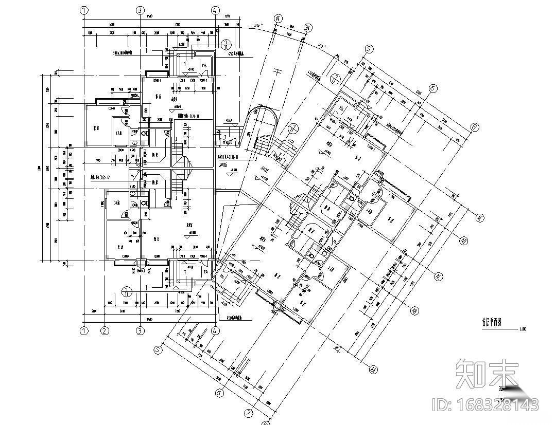 复式公寓建筑户型设计图施工图下载【ID:168328143】