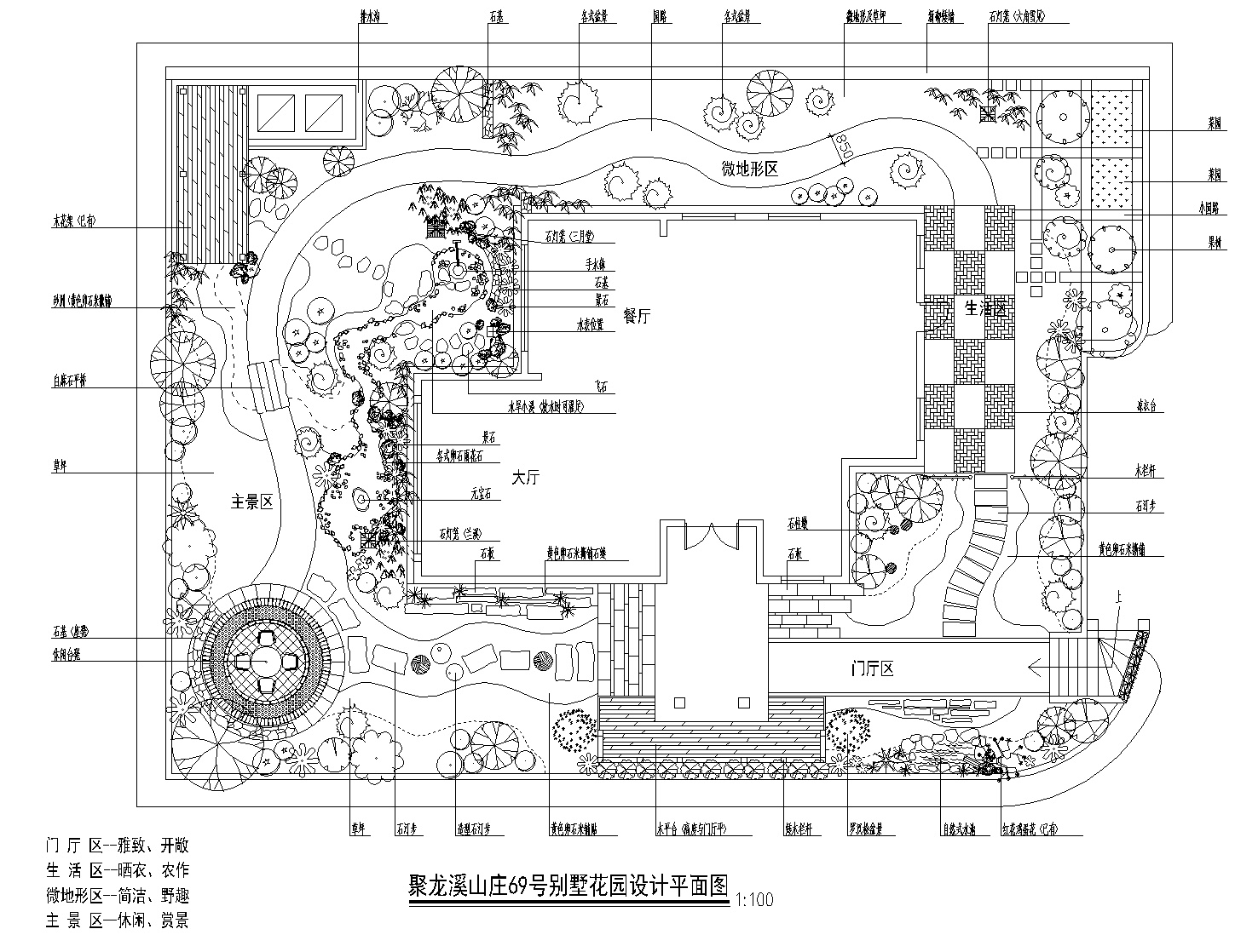 [广东]珠海别墅花园景观设计cad平面&实景图施工