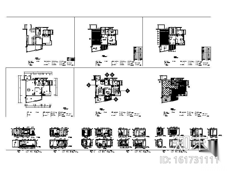 [三亚]某三居室样板间B1户型施工图（含效果）cad施工图下载【ID:161731111】