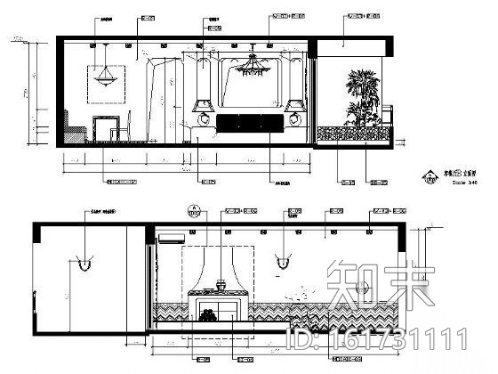 [三亚]某三居室样板间B1户型施工图（含效果）cad施工图下载【ID:161731111】