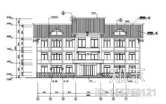 某坡屋面办公楼建筑结构施工图纸cad施工图下载【ID:165769121】