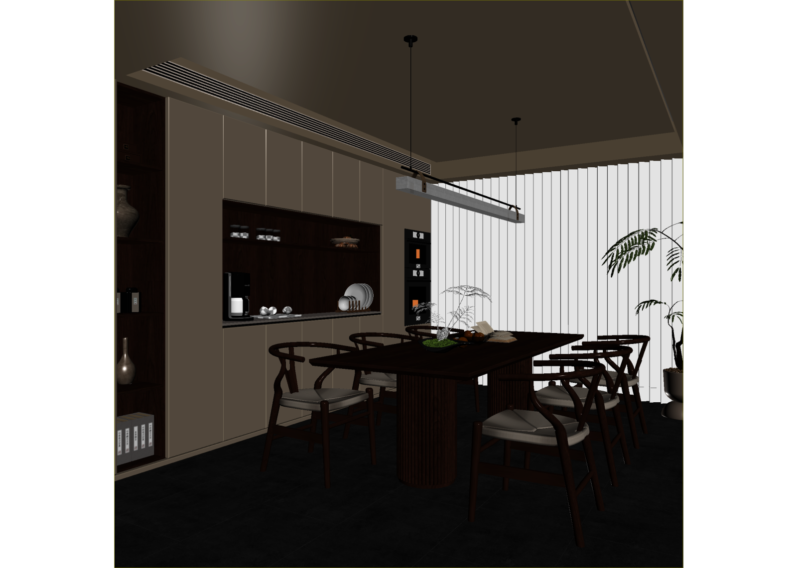 新中式家居餐厅3D模型下载【ID:1215049676】