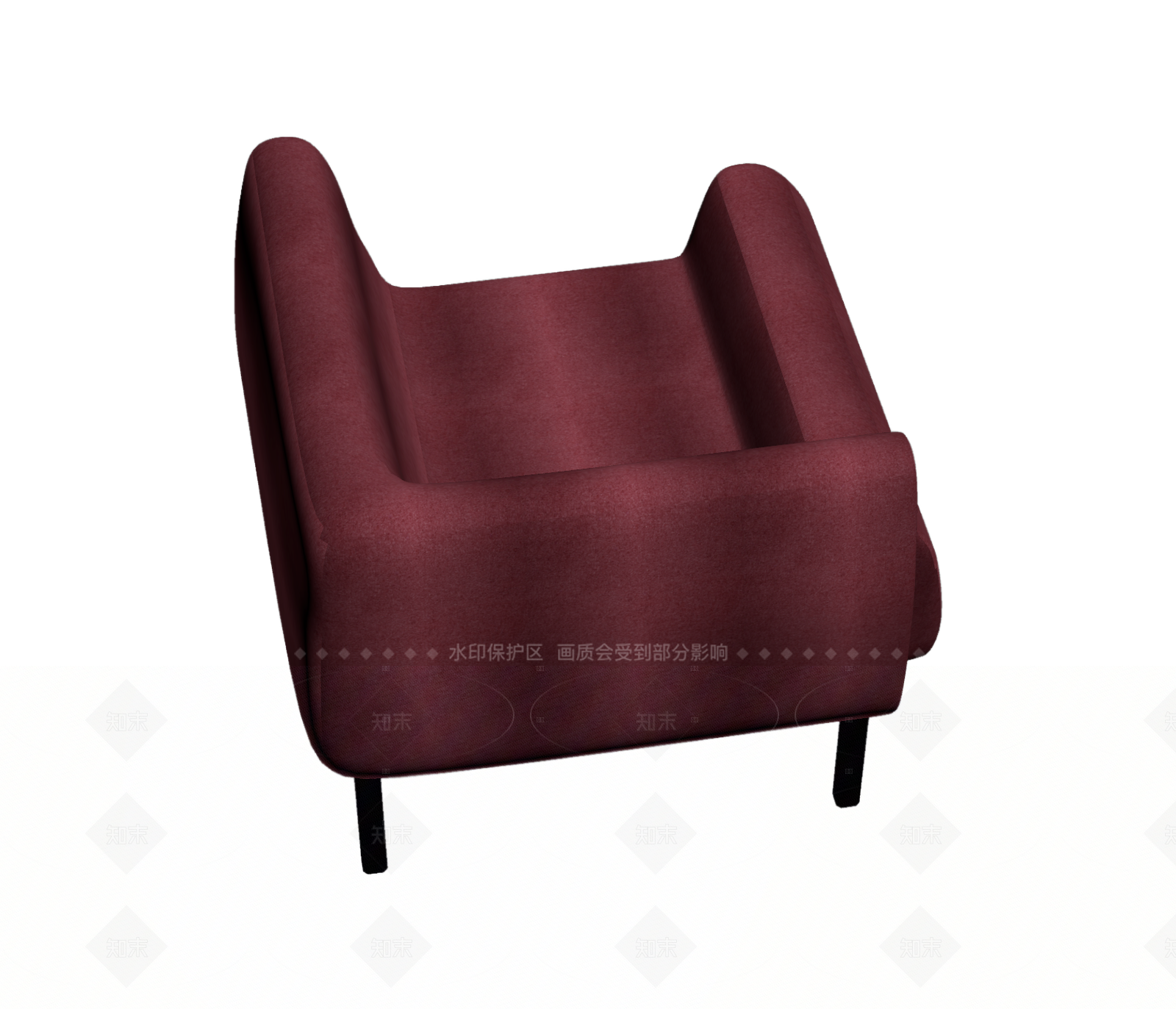 红色布艺扶手椅3D模型下载【ID:1205543910】