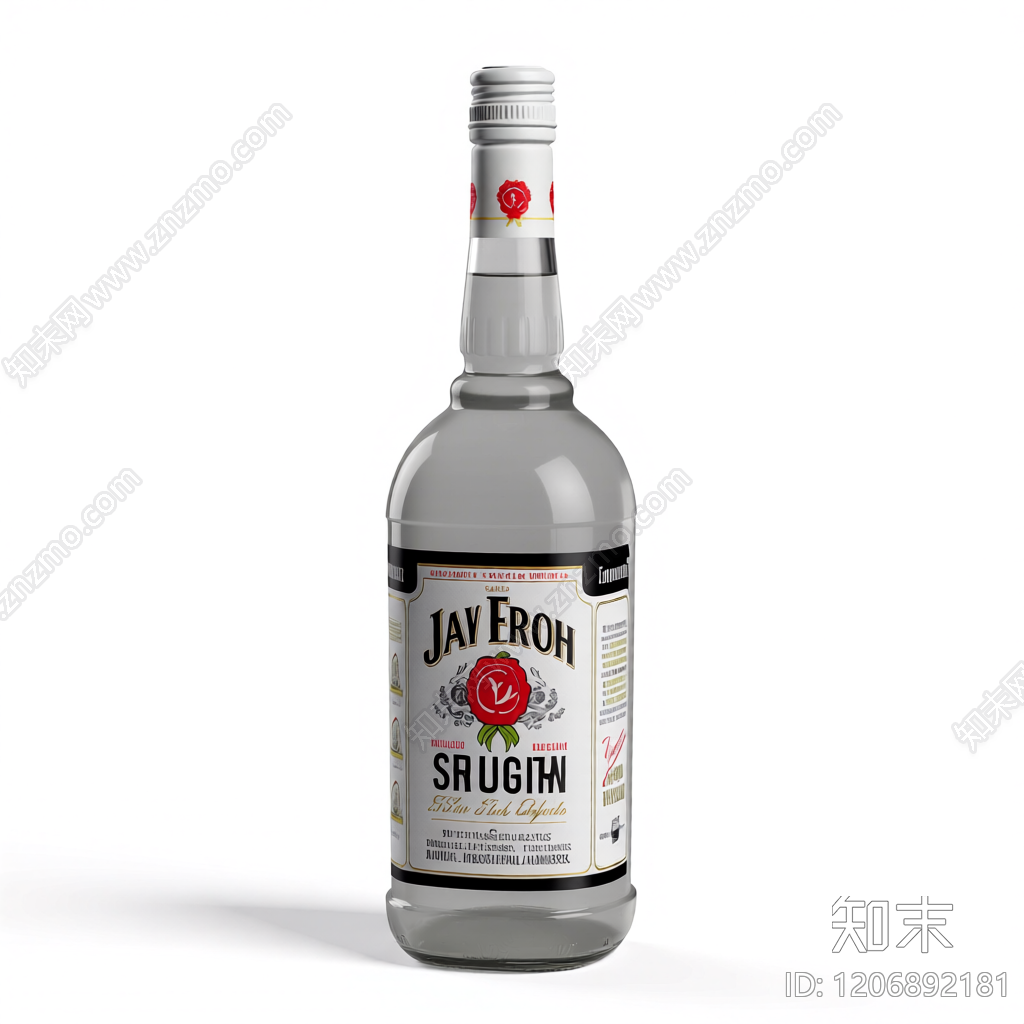 酒瓶带标签模型3D模型下载【ID:1206892181】
