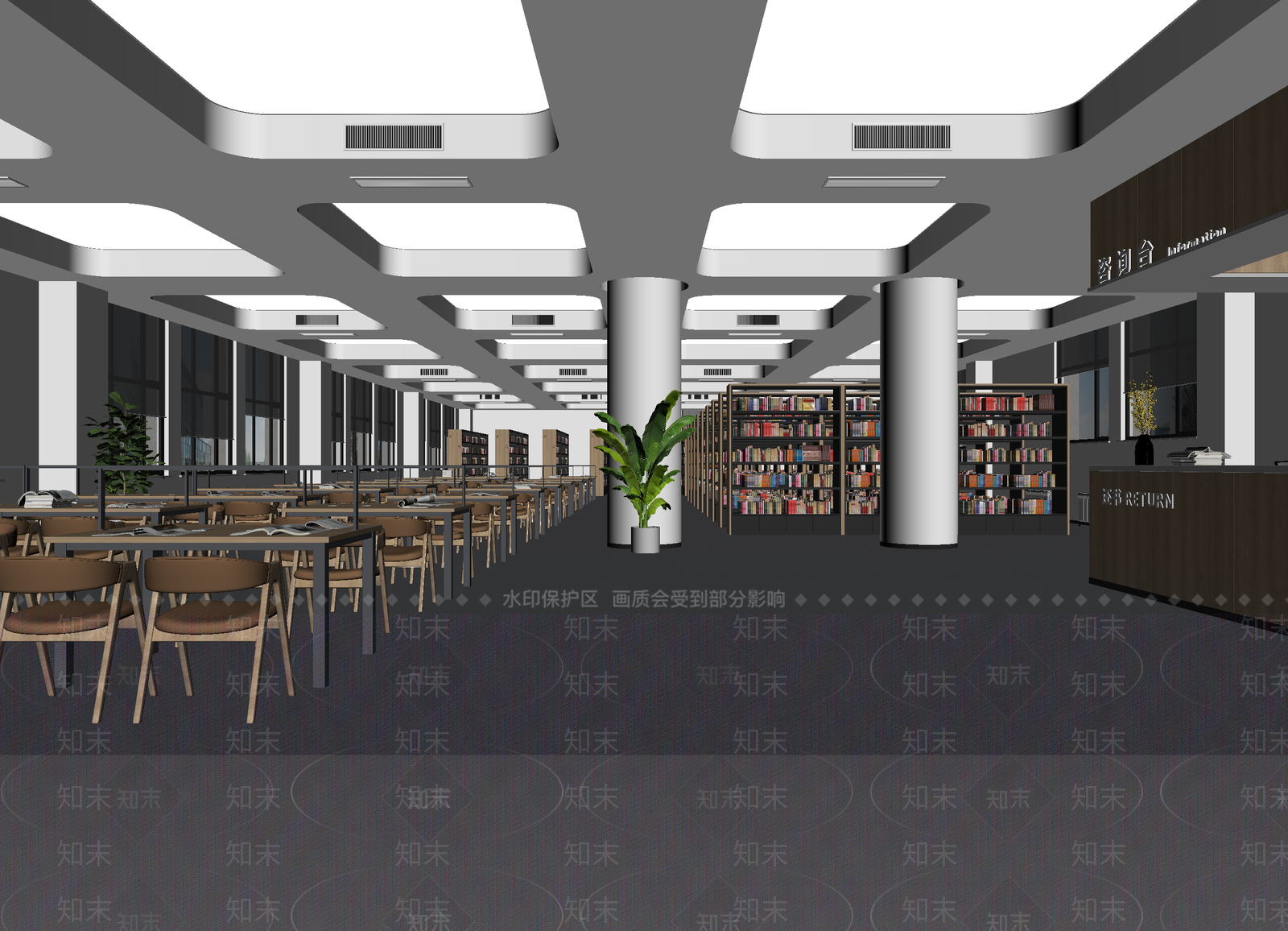 现代图书馆3D模型下载【ID:1214744052】