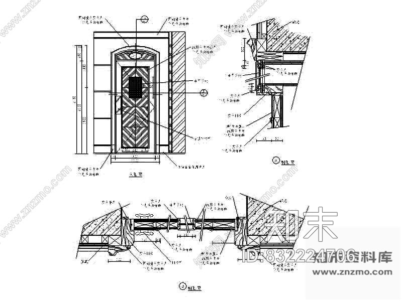 图块/节点欧式单扇门详图cad施工图下载【ID:832224706】