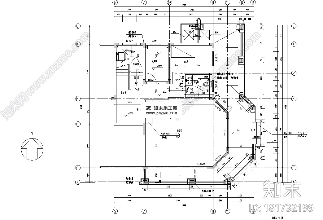 独栋三层别墅建筑图纸cad施工图下载【ID:181732199】