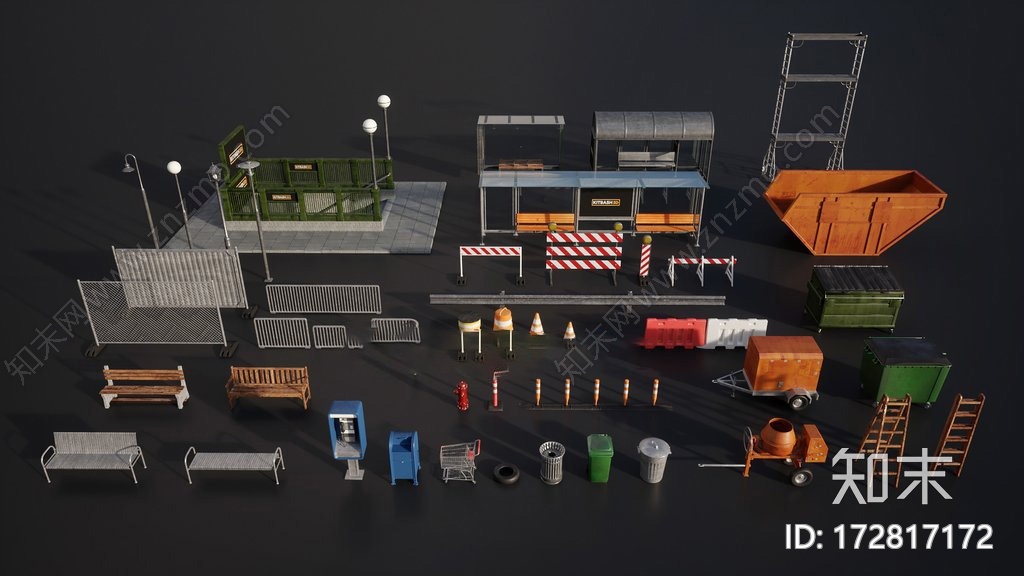 现代交通站台CG模型下载【ID:172802185】