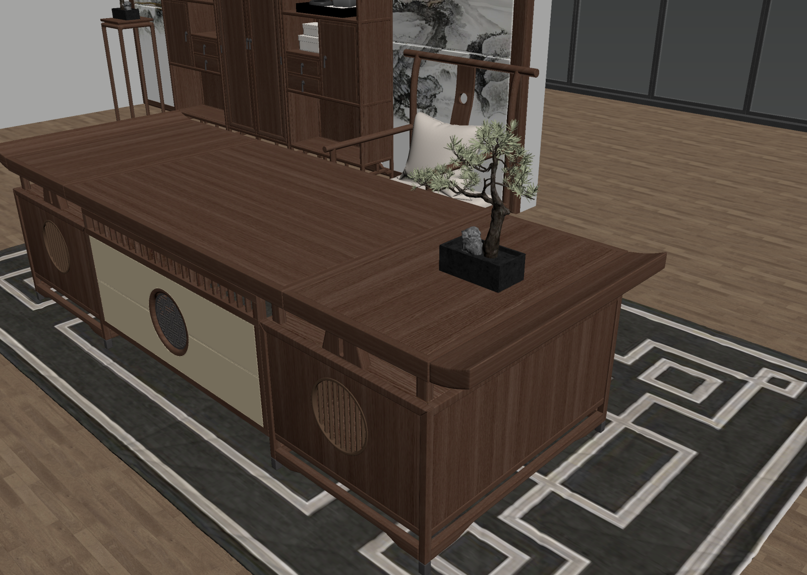 新中式茶几3D模型下载【ID:1214780706】