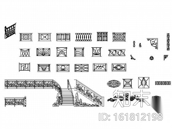 各式风格楼梯立面图CAD图块下载cad施工图下载【ID:161812198】