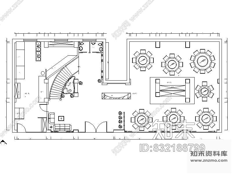图块/节点某小酒楼平面图cad施工图下载【ID:832188799】