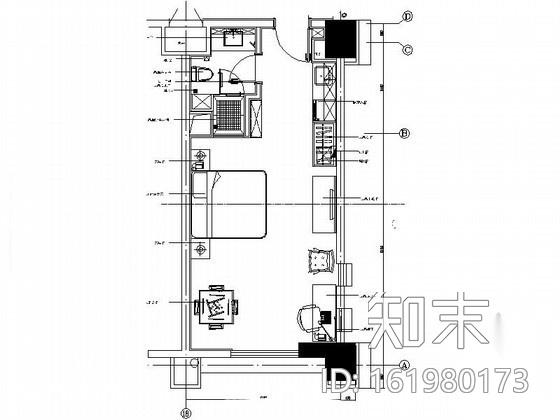 [苏州]商务酒店D型标准双人客房装修图cad施工图下载【ID:161980173】