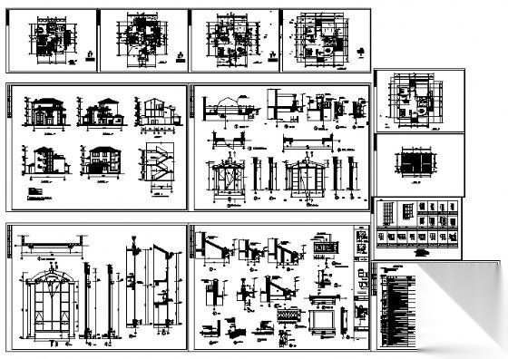 某三层别墅建筑施工图cad施工图下载【ID:149919153】