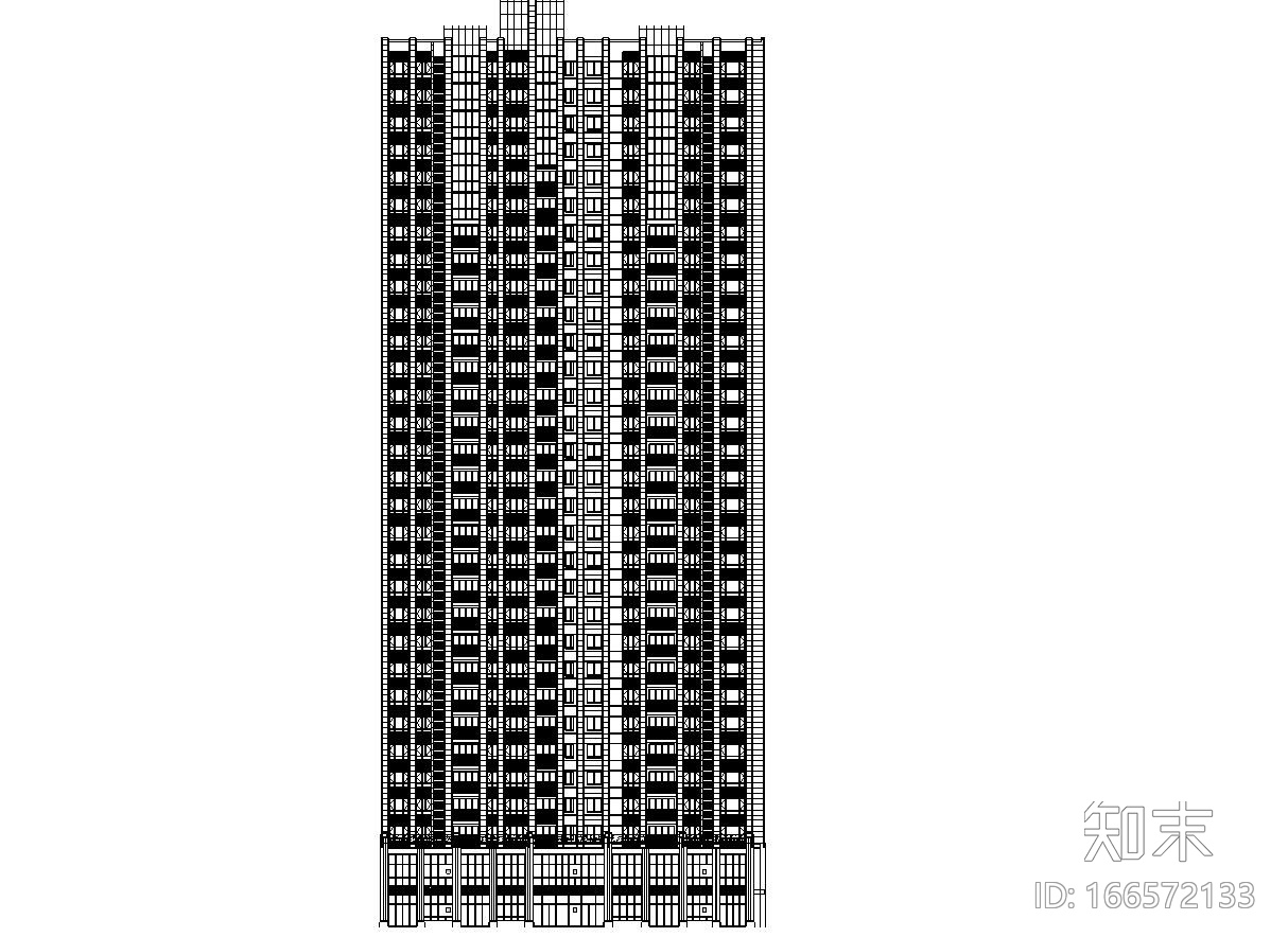 广菲克住宅小区建筑施工图（1栋）cad施工图下载【ID:166572133】