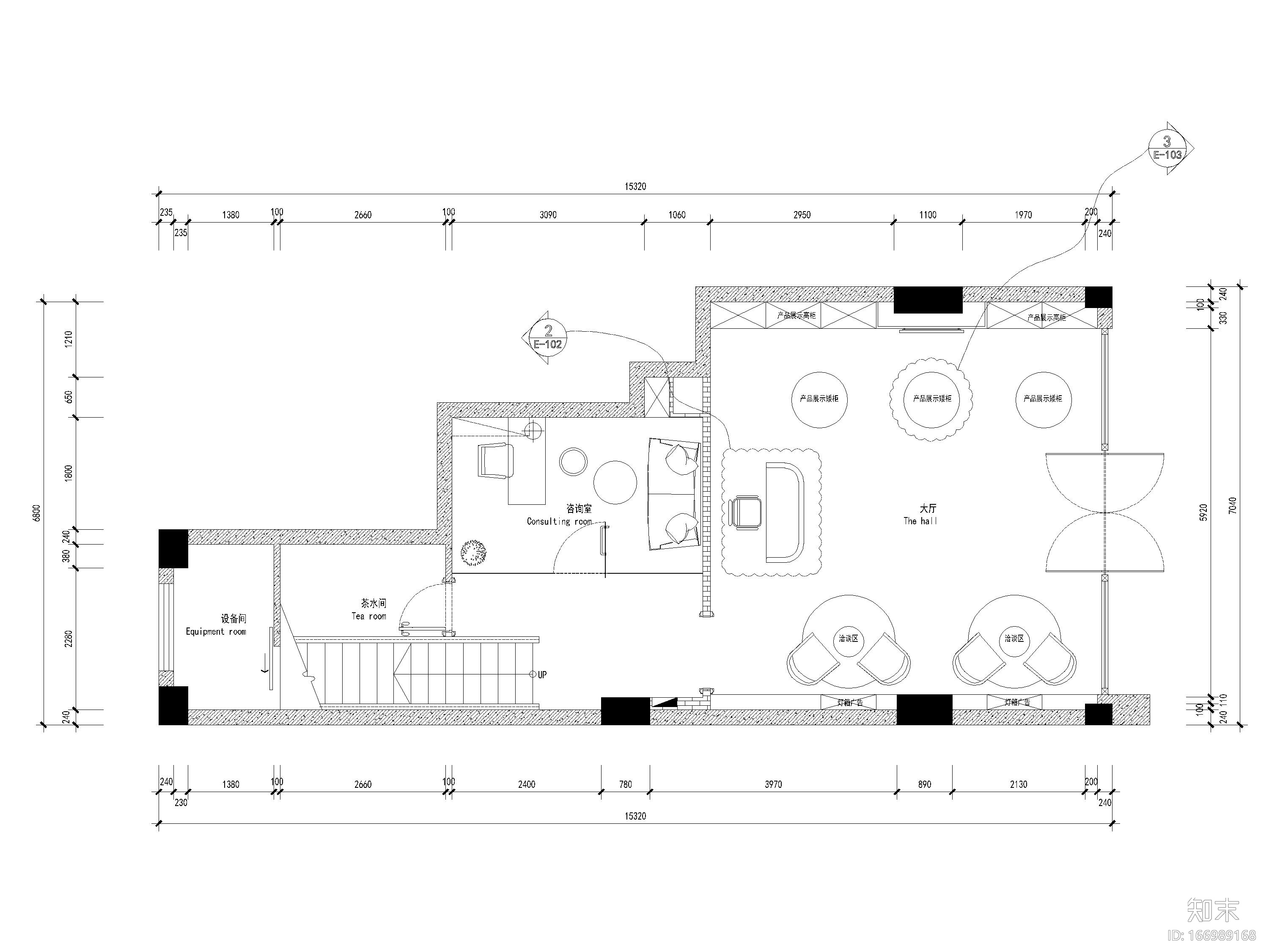 [江苏]昆山146㎡美容院SPA店铺设计施工图cad施工图下载【ID:166989168】