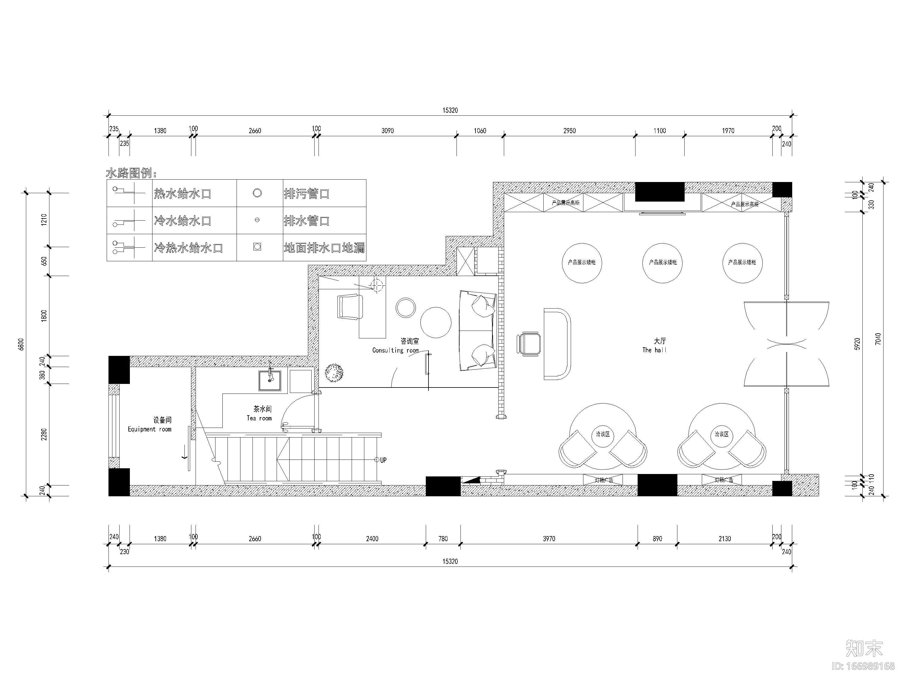 [江苏]昆山146㎡美容院SPA店铺设计施工图cad施工图下载【ID:166989168】