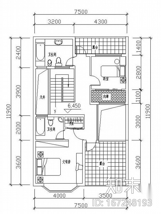 三层独栋别墅户型图(225)施工图下载【ID:167248193】