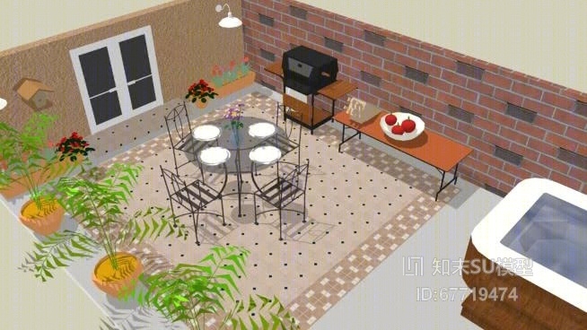 屋顶花园SU模型下载【ID:67719474】
