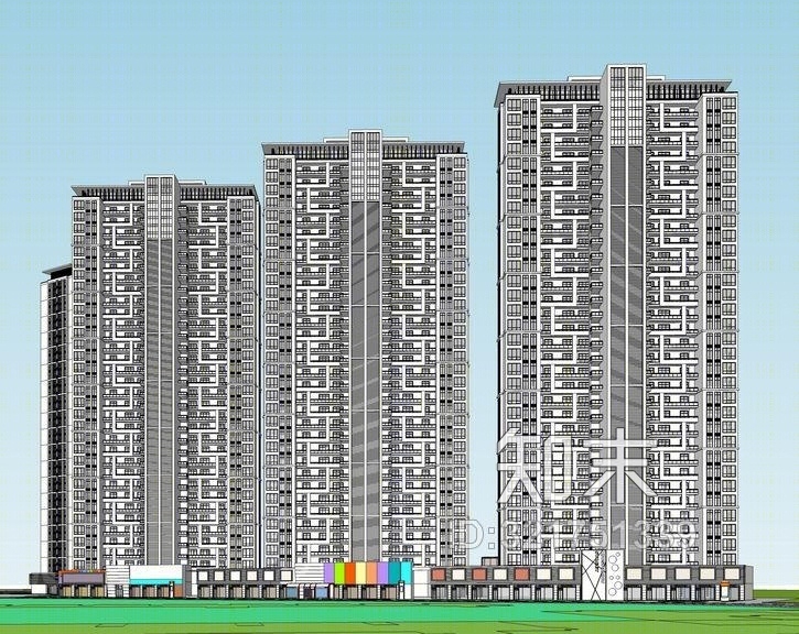 现代超高层办公楼SU模型下载【ID:321751339】