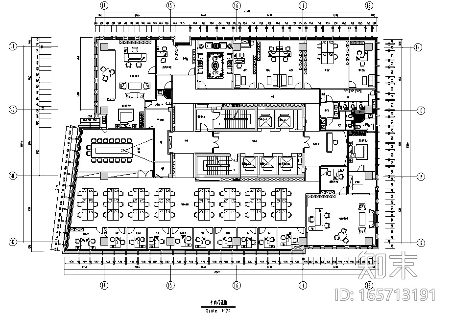 现代风格办公空间设计施工图（附效果图+材料表）施工图下载【ID:165713191】