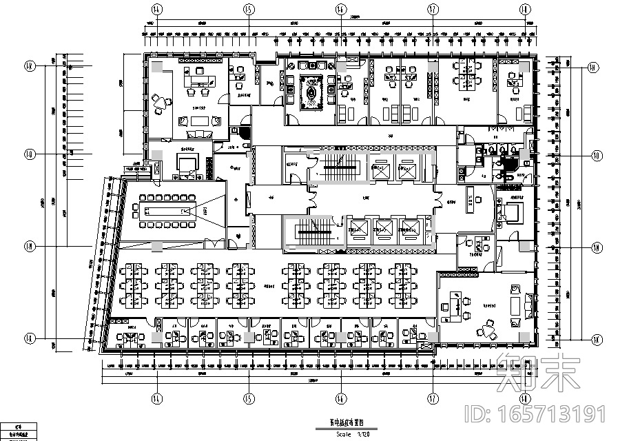 现代风格办公空间设计施工图（附效果图+材料表）施工图下载【ID:165713191】