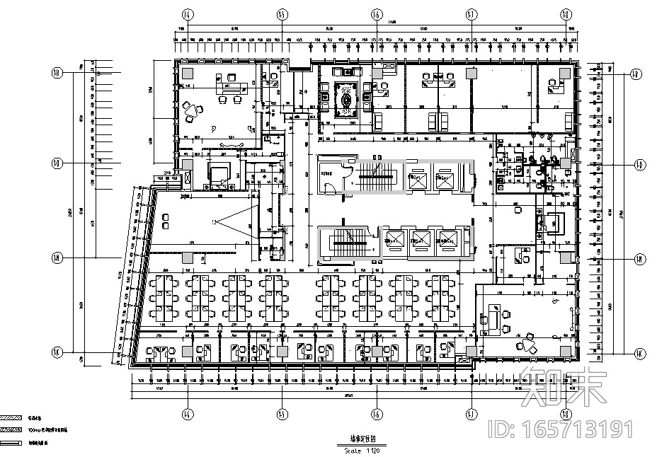 现代风格办公空间设计施工图（附效果图+材料表）施工图下载【ID:165713191】