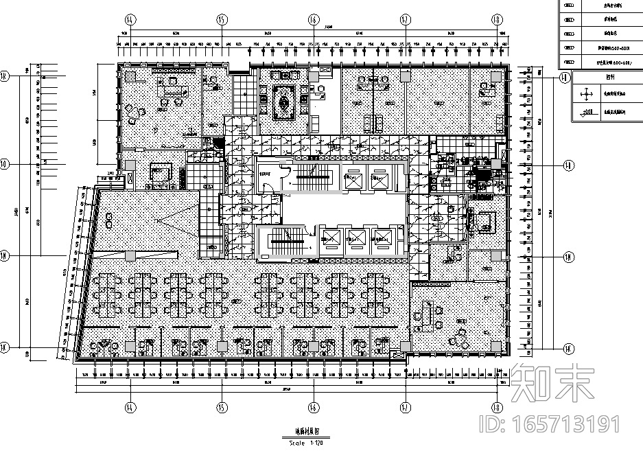 现代风格办公空间设计施工图（附效果图+材料表）施工图下载【ID:165713191】