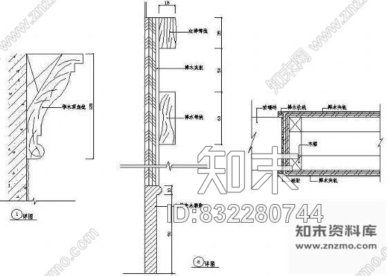 图块/节点墙面装饰详图4cad施工图下载【ID:832280744】