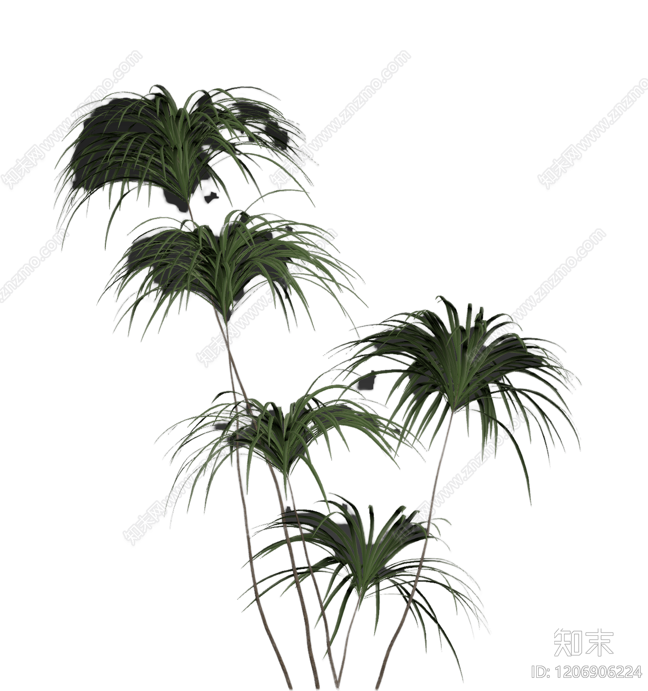 多杆绿植组合3D模型下载【ID:1206906224】