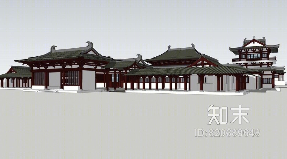 中式古建筑SU模型下载【ID:820689648】