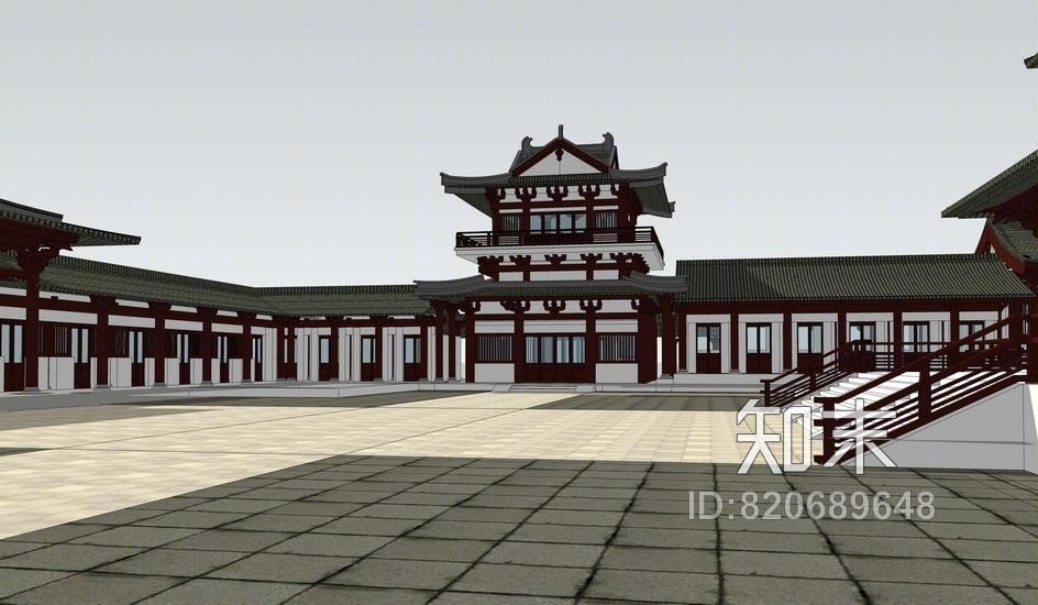 中式古建筑SU模型下载【ID:820689648】