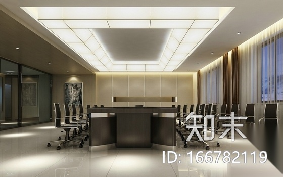 [山东]现代企业集团写字楼CAD装修施工图（含效果）施工图下载【ID:166782119】