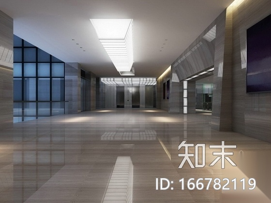 [山东]现代企业集团写字楼CAD装修施工图（含效果）施工图下载【ID:166782119】