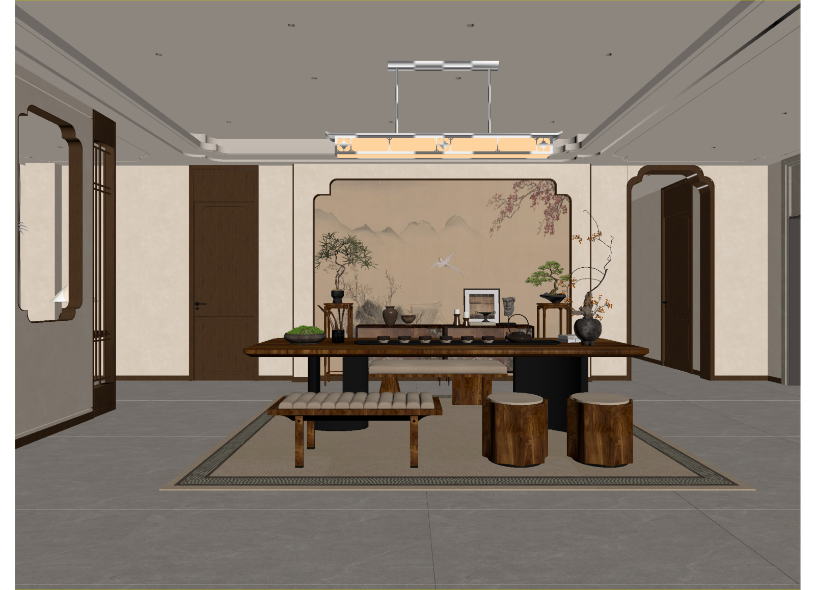 新中式茶室3D模型下载【ID:1215080933】