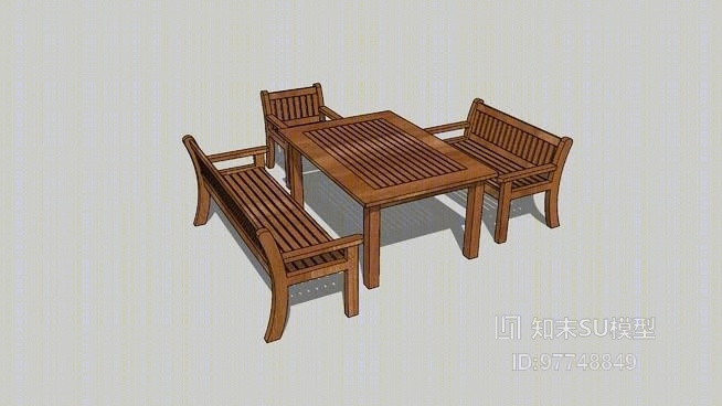 休闲桌椅组合SU模型下载【ID:97748849】