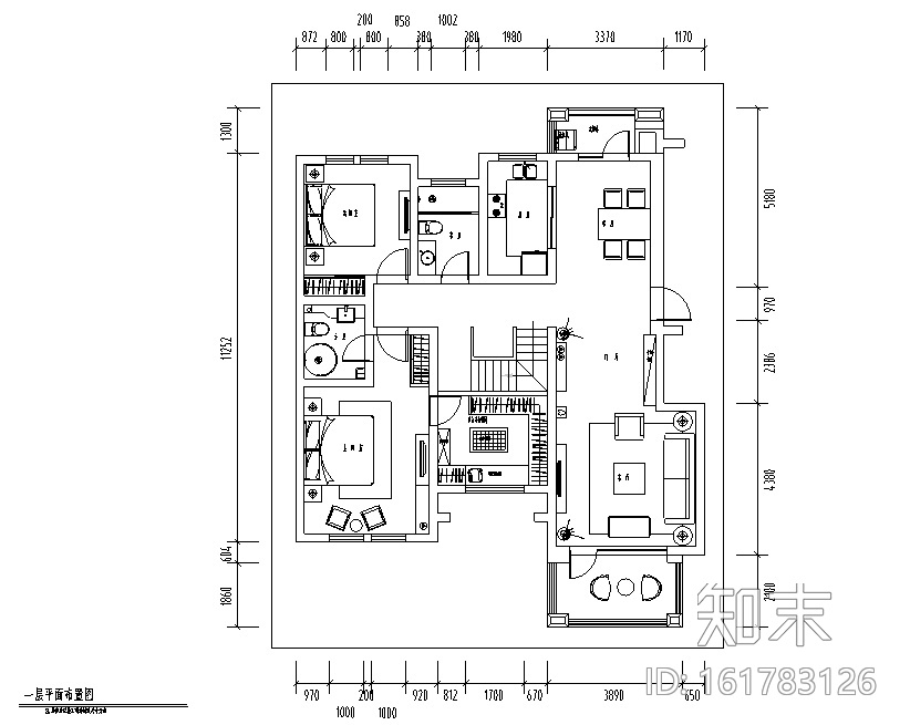 简约主义风格三居室别墅设计施工图（附效果图）cad施工图下载【ID:161783126】