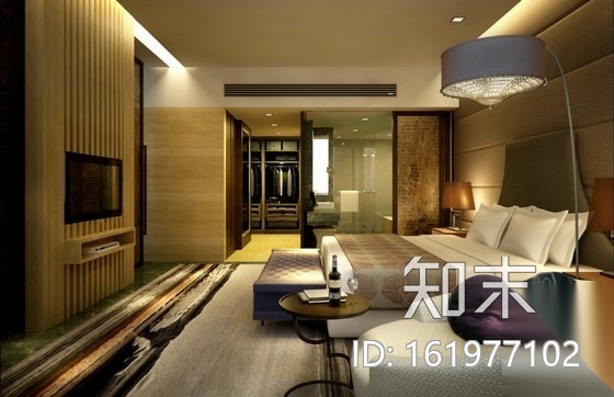 [西安]经典酒店行政套房室内施工图（含效果）cad施工图下载【ID:161977102】