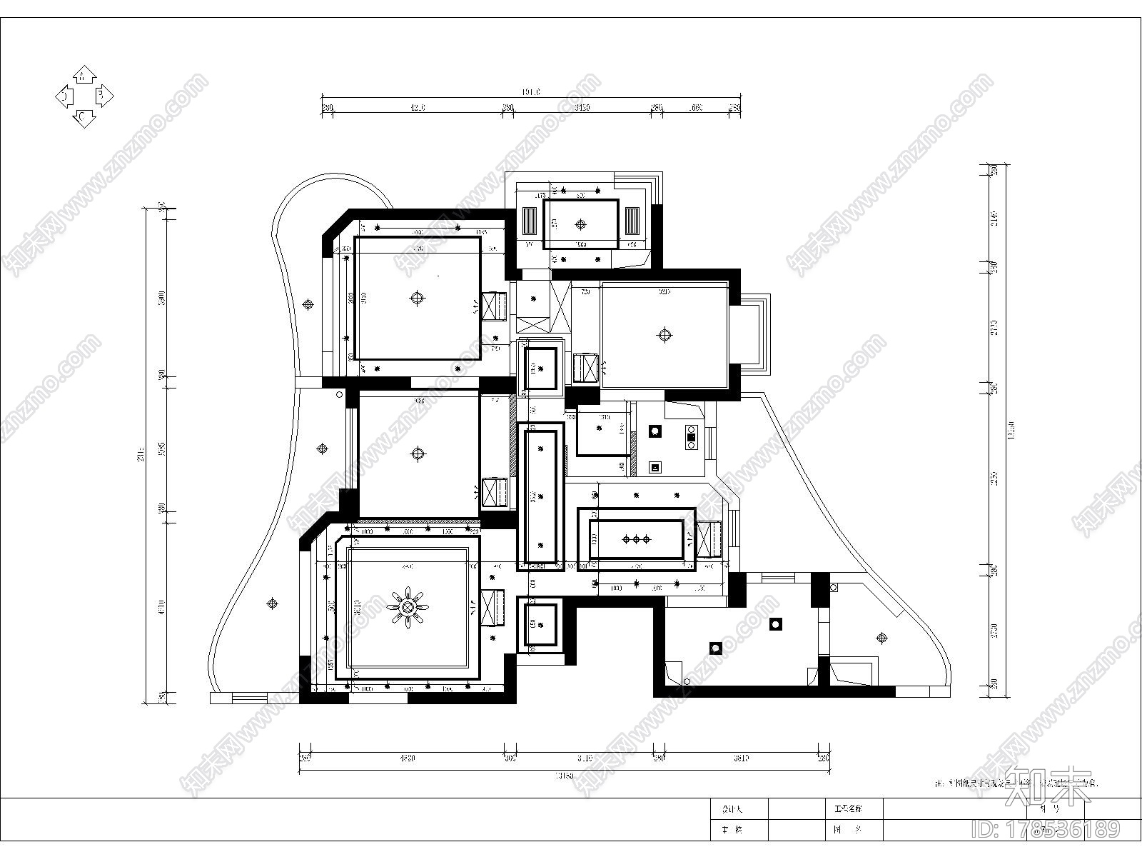 [山东]欧式舒适3居室室内设计全套CAD施工图施工图下载【ID:178536189】