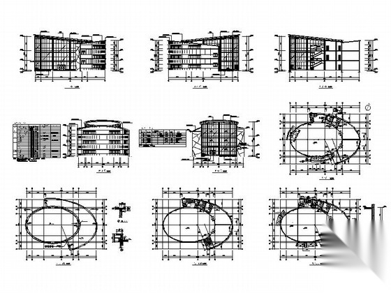 圆筒状高级会所建筑方案图cad施工图下载【ID:166225190】
