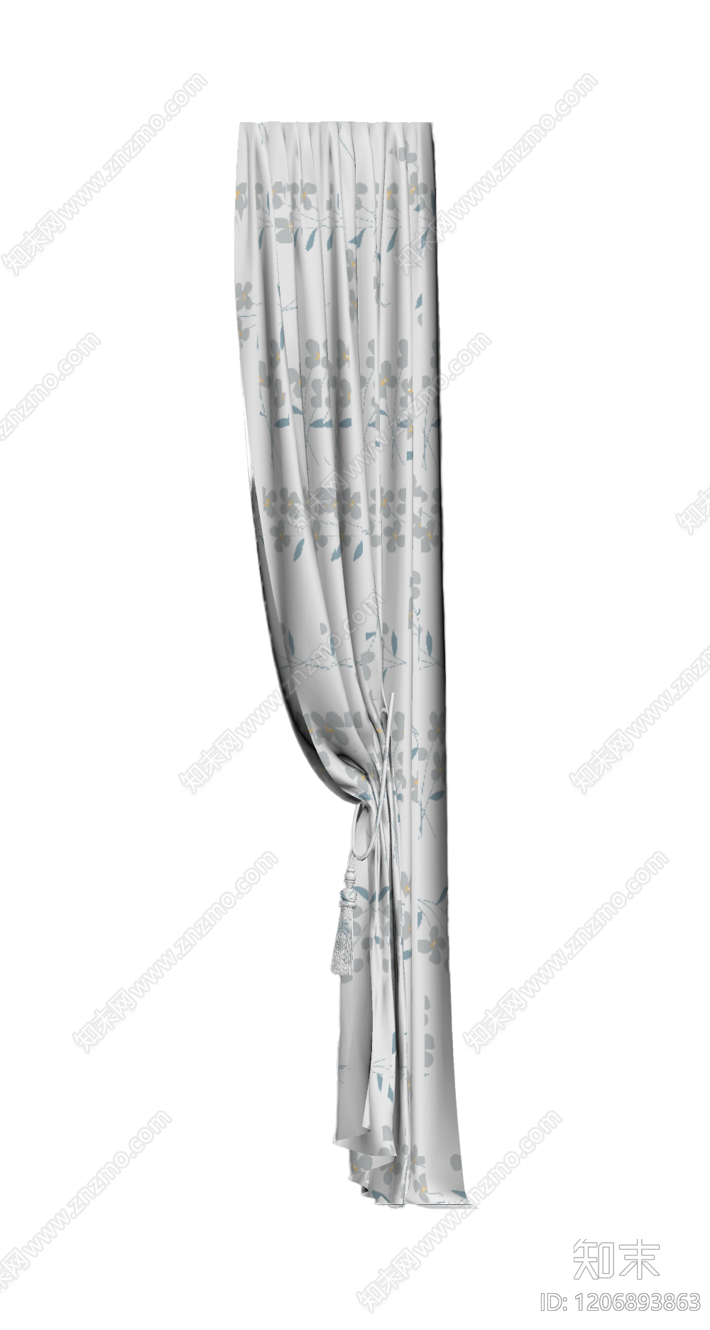 花卉图案窗帘3D模型下载【ID:1206893863】