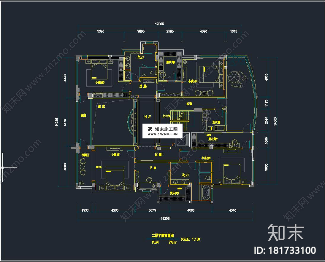 欧式别墅豪宅cad施工图下载【ID:181733100】