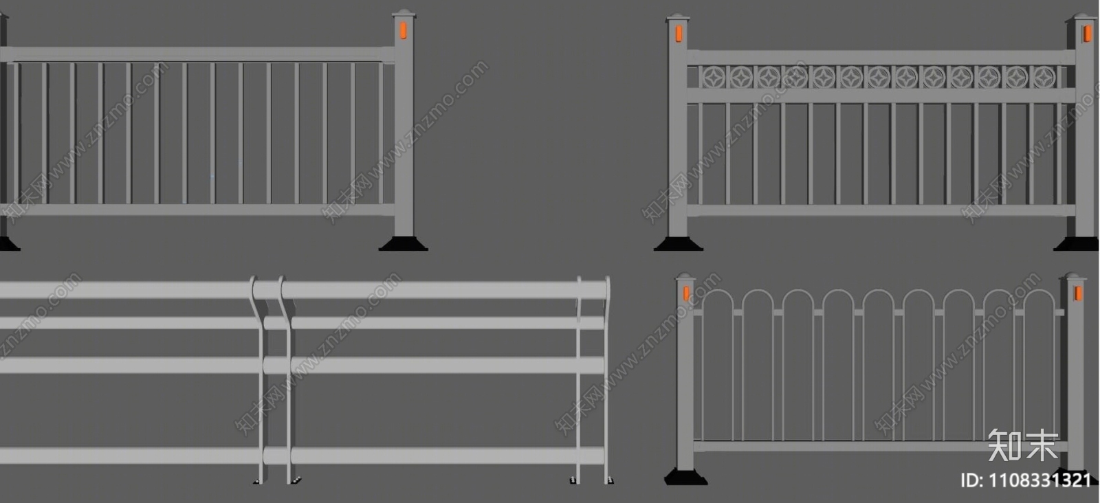 现代马路栏杆护栏SU模型下载【ID:1108331321】