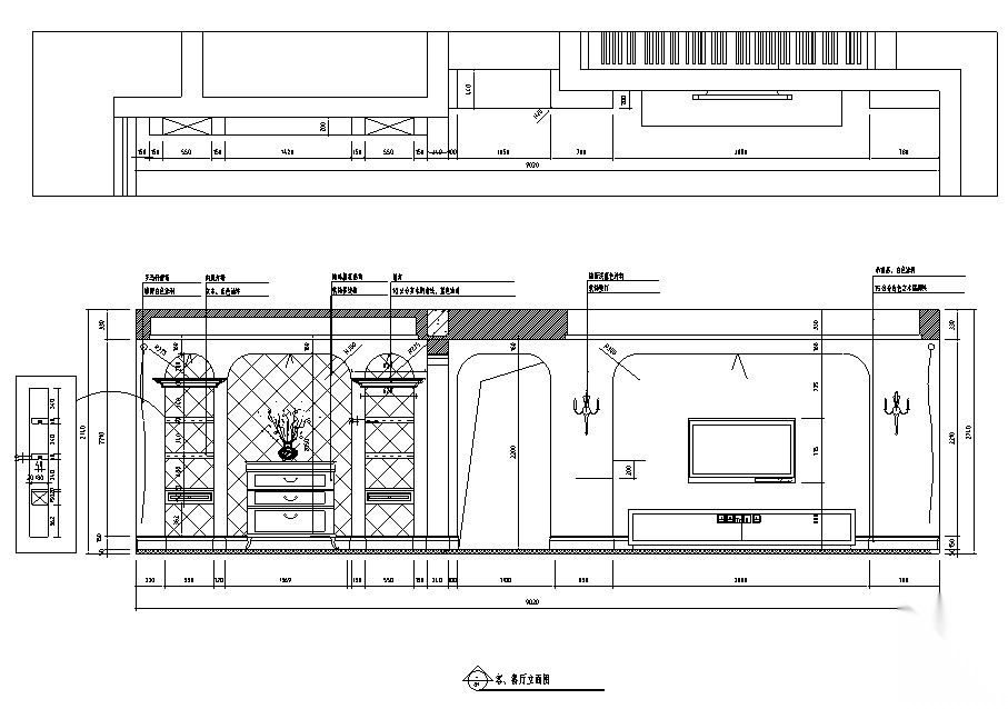 110平米地中海风格三居室住宅设计施工图cad施工图下载【ID:160387106】