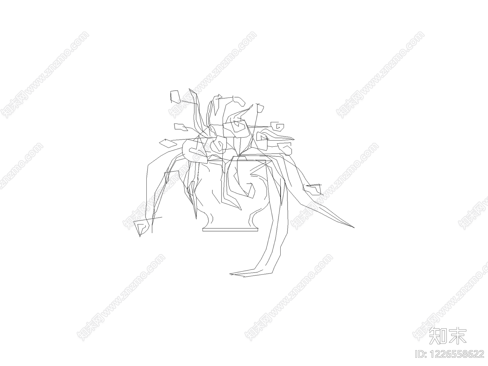 种绿植盆栽图块cad施工图下载【ID:1226558622】
